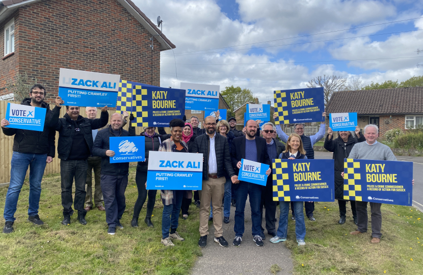 Conservative Party Chairman campaigns in Crawley