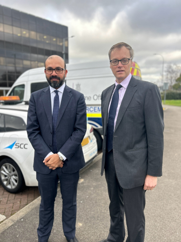 Zack Ali and Home Office Minister for Illegal Migration, Michael Tomlinson MP at Gatwick Airport